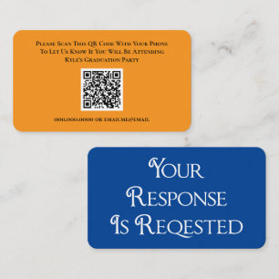 Graduation Blue RSVP QR Code Response Card