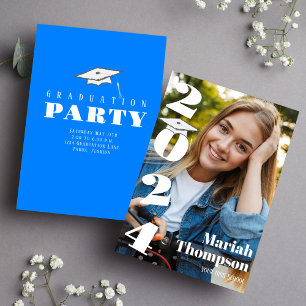 Graduation Blue Typography Photo Class Of 2023 Invitation
