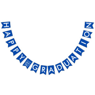 Graduation Blue White School Name Bunting