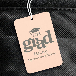 Graduation Blush Pink Cap Modern Bold Typography Car Air Freshener