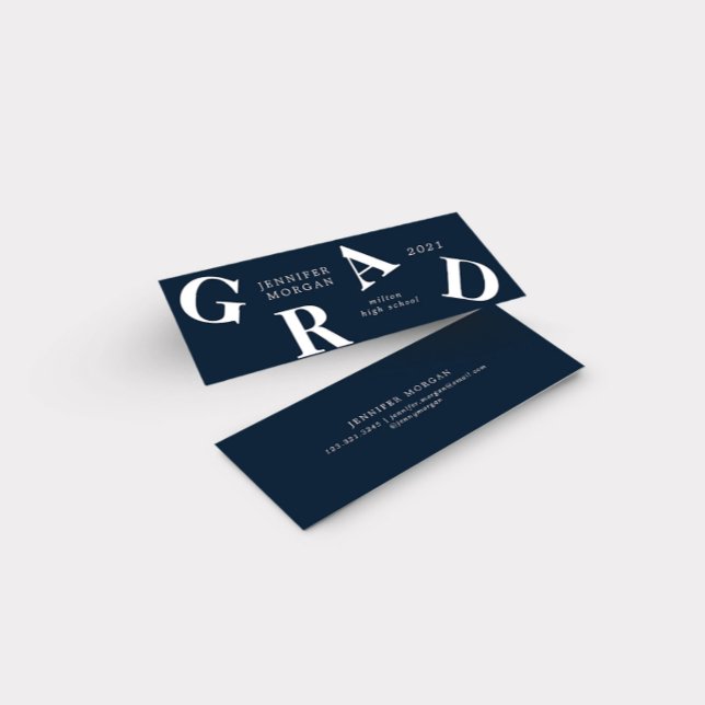 Graduation Bold Letters School Colours Name Card (Creator Uploaded)