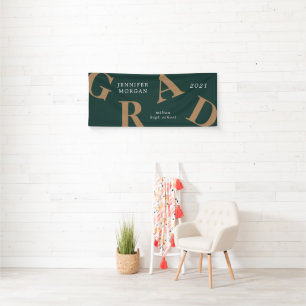 graduation bold letters school colours Name Card Banner