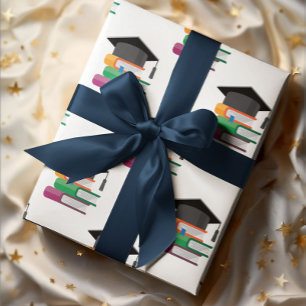 Graduation Books And Caps Wrapping Paper