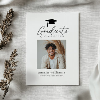 Graduation Boy Photo Announcement Postcard