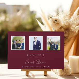 Graduation burgundy name script photo guest book