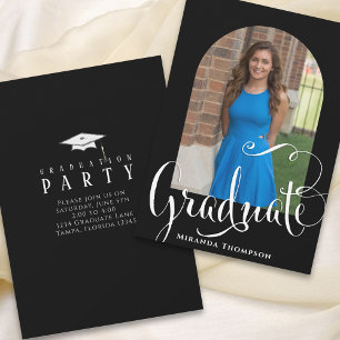 Graduation Calligraphy Script Custom Photo Invitation