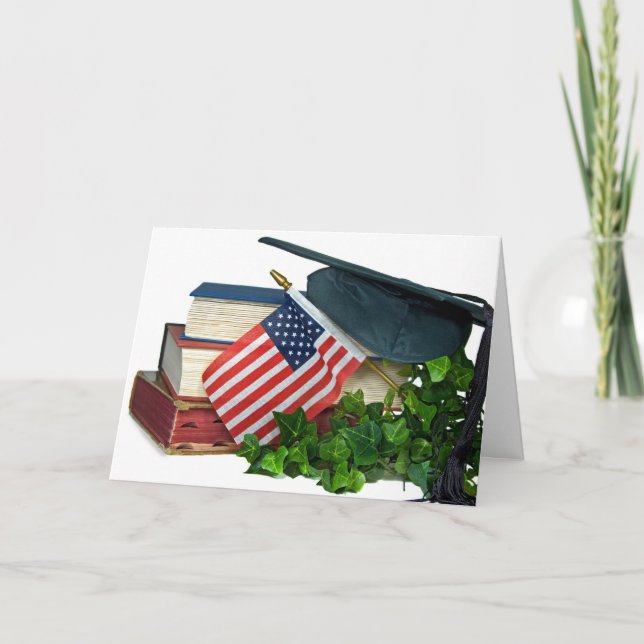 Graduation Cap and American Flag Card (Front)
