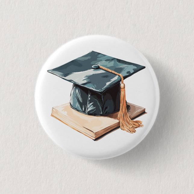 Graduation Cap and Book 3 Cm Round Badge (Front)