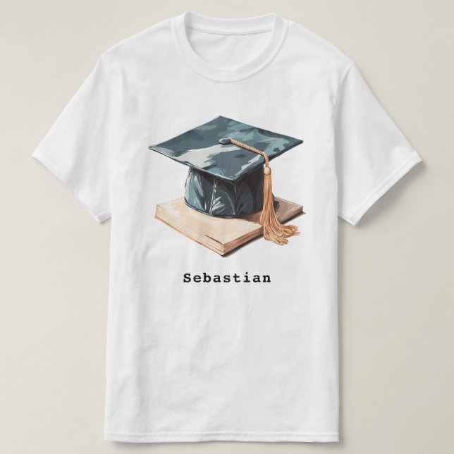 Graduation Cap and Book T-Shirt (Design Front)