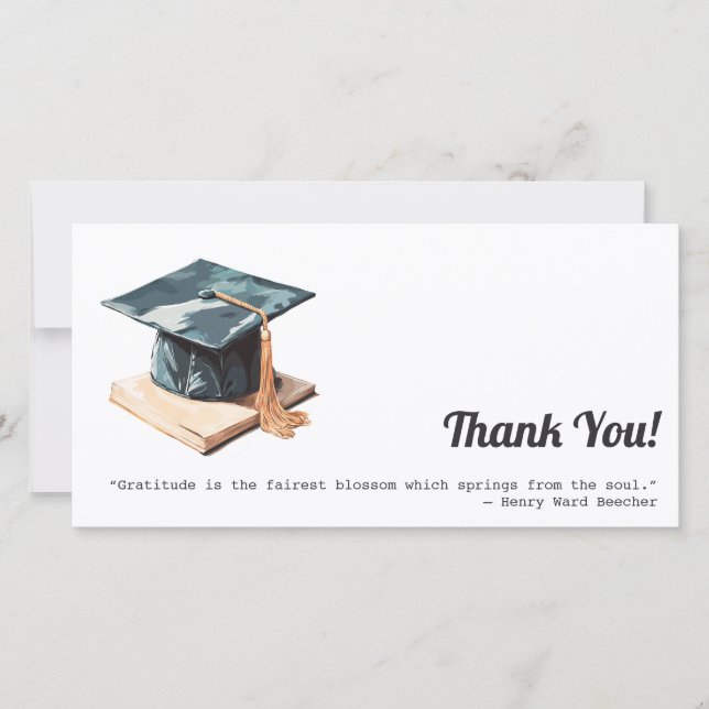 Graduation Cap and Book Thank You Card (Front)