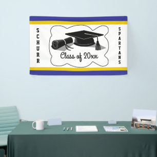 Graduation Cap and Diploma Banner