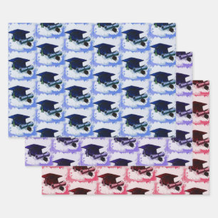 Graduation Cap And Diploma Collection Wrapping Paper Sheet
