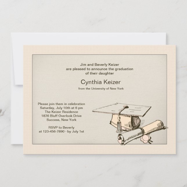 Graduation Cap and Diploma Invitation (Front)