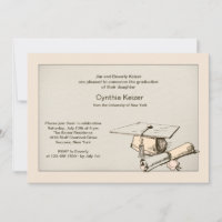 Graduation Cap and Diploma Invitation