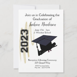 Graduation Cap and Diploma Invitation Class 2023