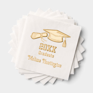 Graduation Cap and Diploma Name Year #1 Foil Napkins