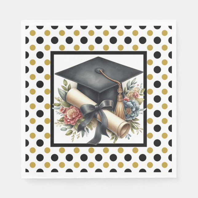 Graduation Cap And Diploma  Napkin (Front)
