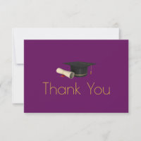 Graduation Cap and Diploma on Purple Thank You