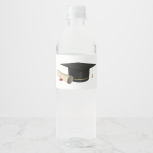 Graduation Cap and Diploma Water Bottle Label