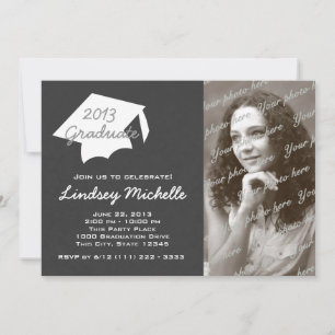 Graduation Cap and Slate Photo Invitation