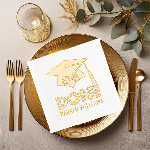 Graduation Cap and Tassel "DONE" Class Year   Name Foil Napkins