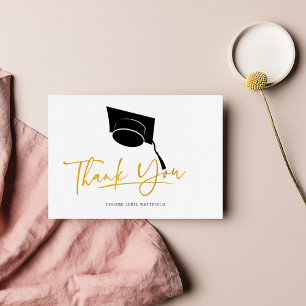 Graduation Cap and Tassel Faux Gold Thank You Card