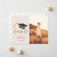 Graduation Cap and Tassel Gold Foil Photo Announce