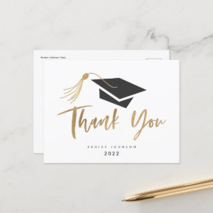 Graduation Cap and Tassel Gold Foil Postcard