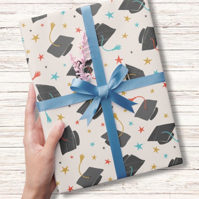 Graduation Cap and Tassel on cream Wrapping Paper (Creator Uploaded)