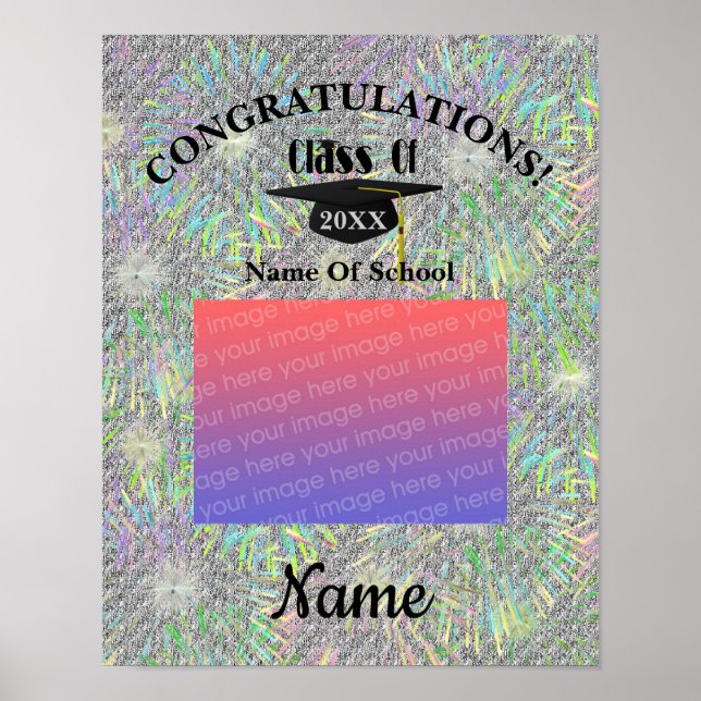 Graduation Cap And Tassel Personalised Photo  Poster (Front)