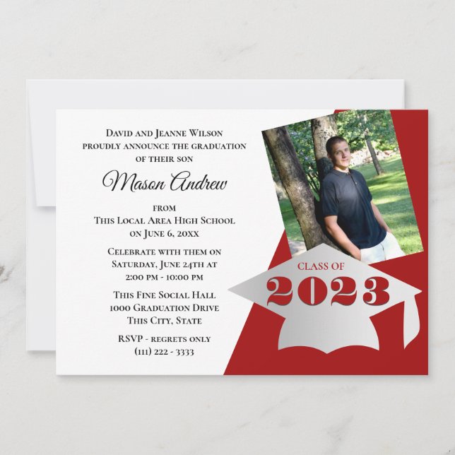 Graduation Cap and Tassel with Photos Invitation (Front)