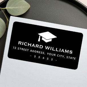 Graduation cap black return address label