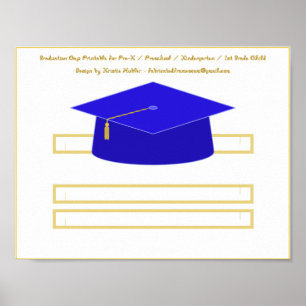Graduation Cap Blue Paper Hat Printable Poster