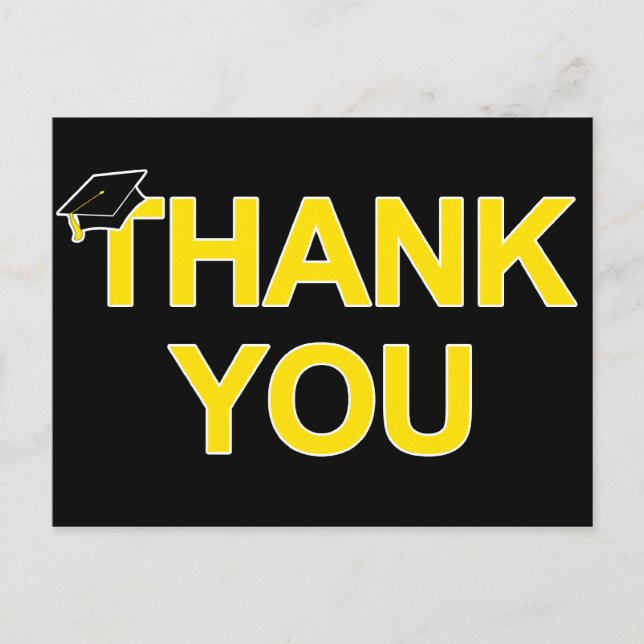graduation cap : bold thank you postcard (Front)