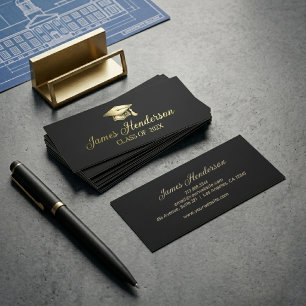 Graduation Cap Calling Card Graduates Black Gold