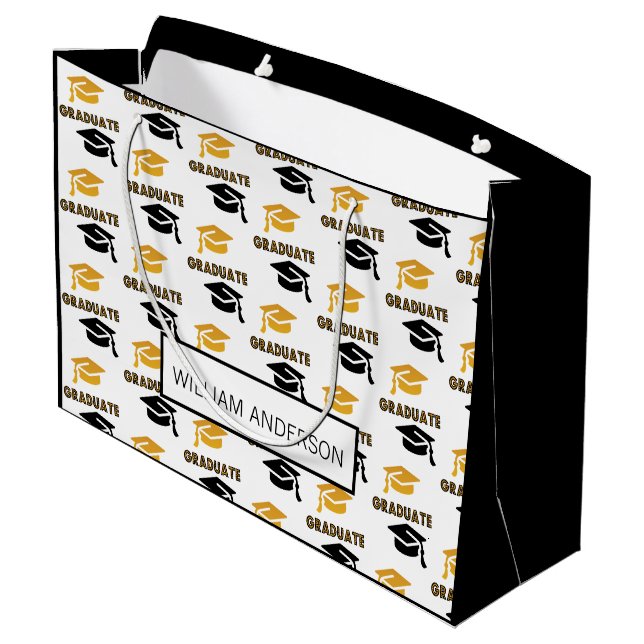 Graduation Cap Celebration Large Gift Bag (Back Angled)