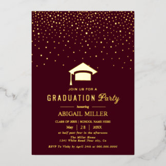 Graduation cap confetti Class Of 2025 burgundy