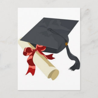 Graduation Cap & Diploma Announcement Postcard