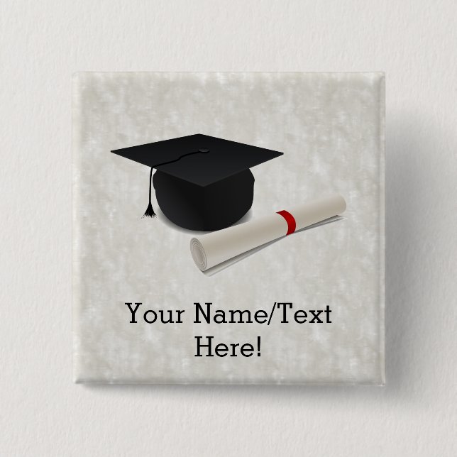 Graduation Cap Diploma Customisable 15 Cm Square Badge (Front)