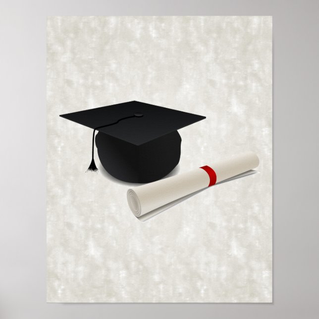 Graduation Cap Diploma Customisable Poster (Front)