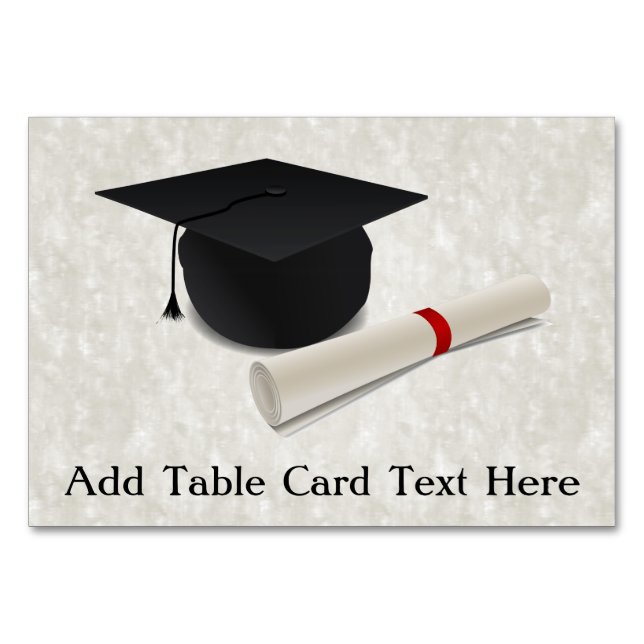 Graduation Cap Diploma Customisable Table Number (Front)