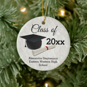Graduation Cap Diploma Customized Ceramic Tree Decoration