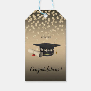 Graduation Cap, Diploma,Gold Diamonds, Graduate Gift Tags