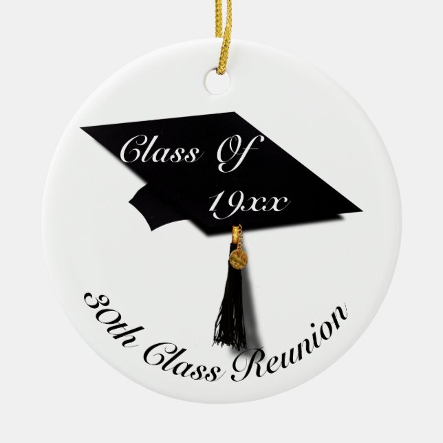 Graduation Cap & Diploma - High School Reunion Ceramic Tree Decoration (Front)