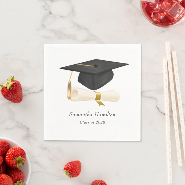 Graduation Cap Diploma Personalised Party  Napkin (Insitu)