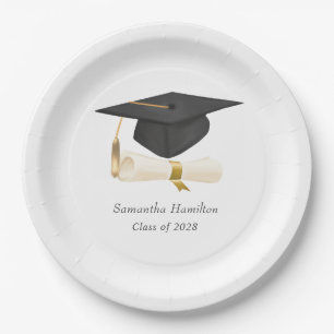 Graduation Cap Diploma Personalised Party  Paper Plate