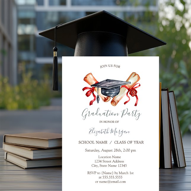 Graduation Cap Diploma,Stars  Graduation Invitation (Creator Uploaded)
