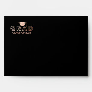 Graduation Cap Faux Foil Rose Gold Elegant Grad Envelopes