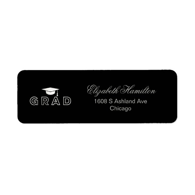 Graduation Cap Faux Foil Silver Elegant Grad (Front)