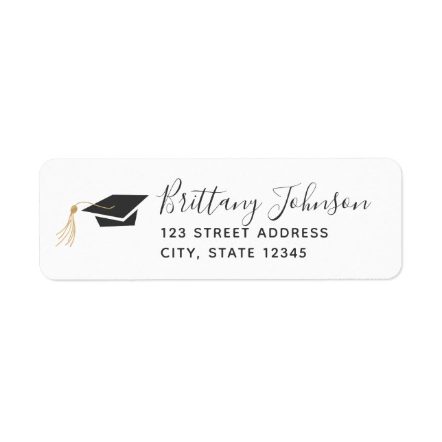 Graduation Cap Gold Foil Tassel Return Address (Front)